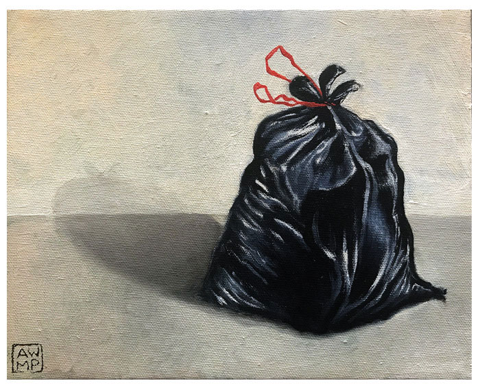 garbage bag oil painting anne pennypacker